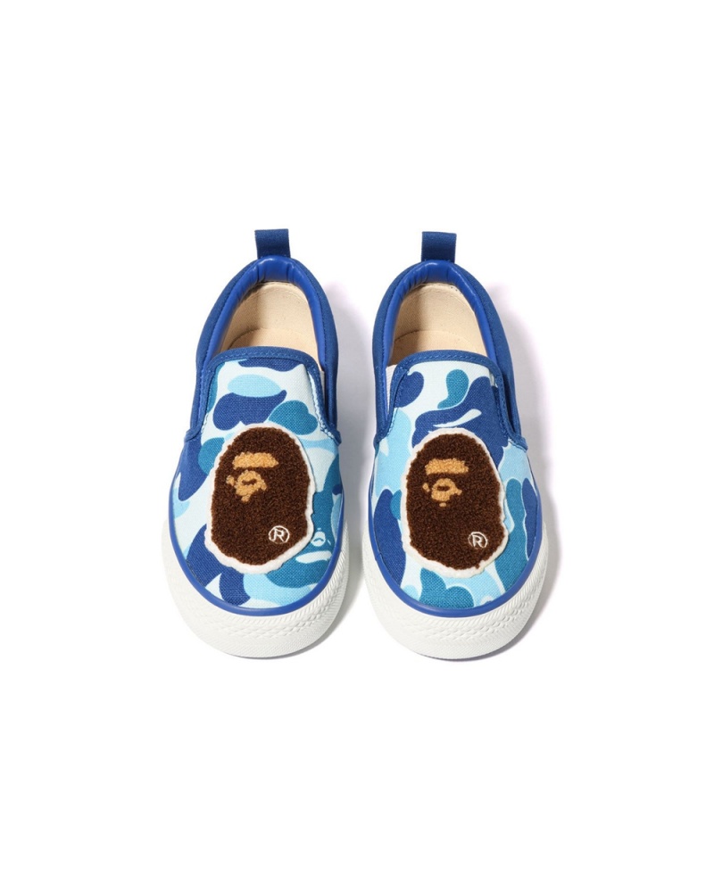 Chaussure Bape ABC Ape Head Patch Slip Ons Bleu Enfant | YME-74456030